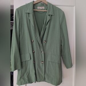 Free People Size M Women's Green Double-Breasted Jacket
